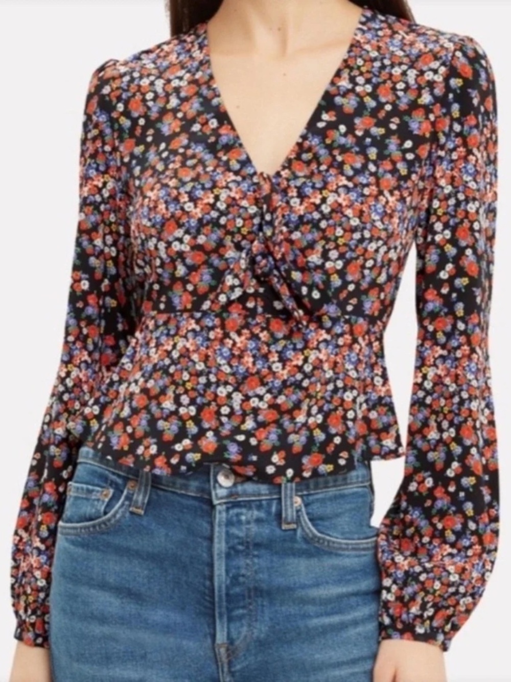 INTERMIX Lola silk floral tie top